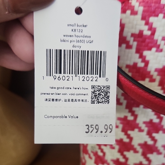 Kate Spade Pink and White Houndstooth Shoulder Bag - Picture 5 of 5